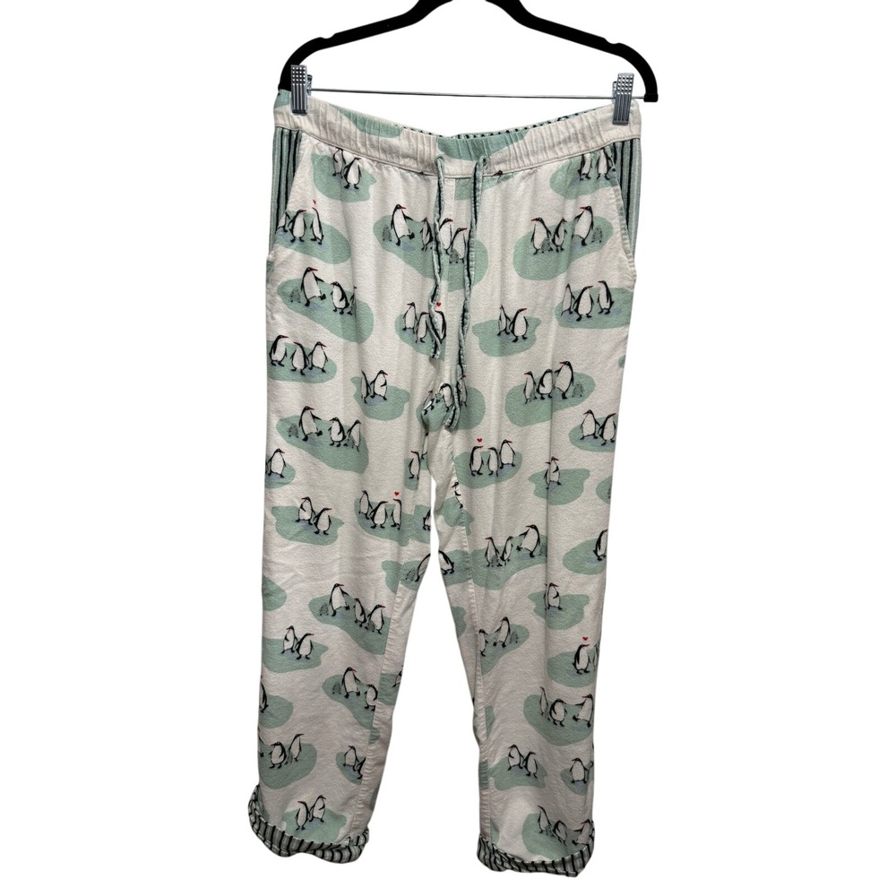 Munki Munki Women's M Bamboo Pajama Pants Penguin Print Fleece Lounge Sleepwear